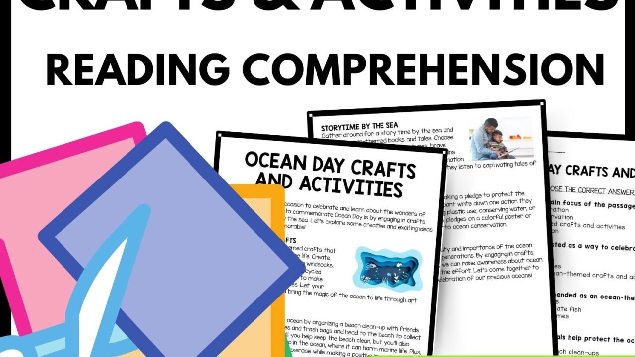 Ocean Day Crafts and Activities Reading Comprehension Worksheet-Printable and Editable