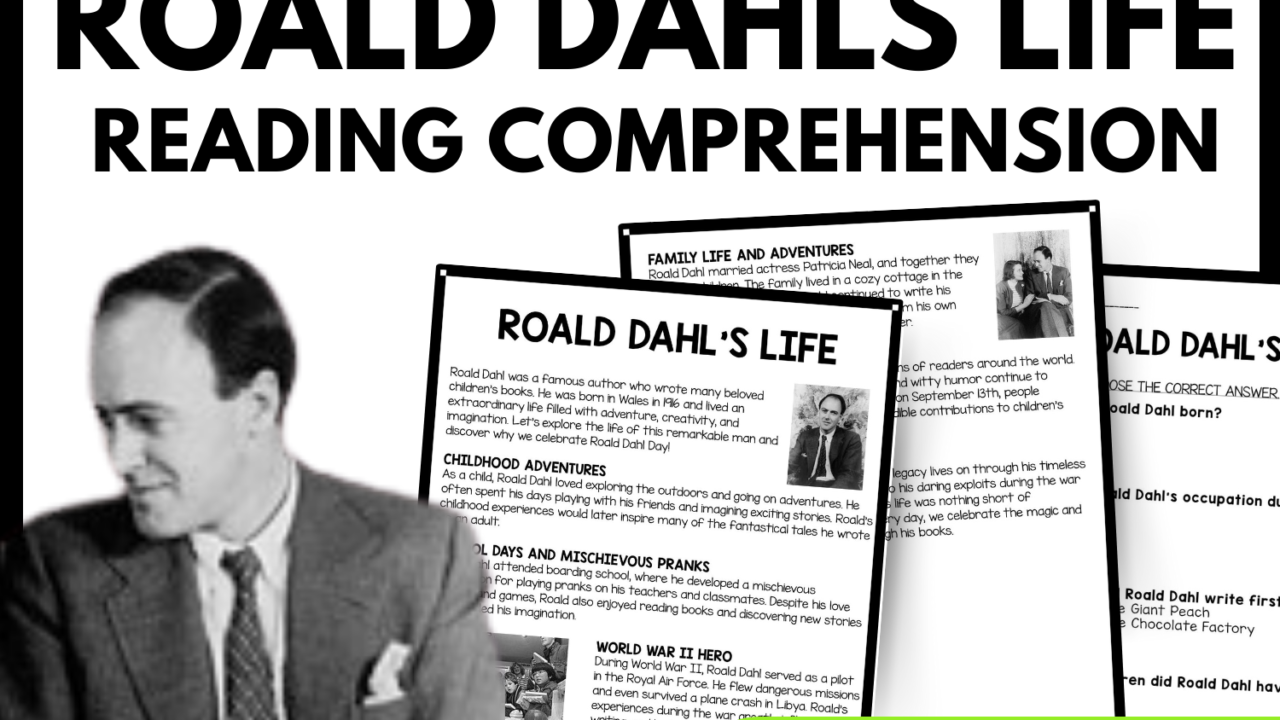 Roald Dahls Life Reading Comprehension Worksheet-Printable and Editable