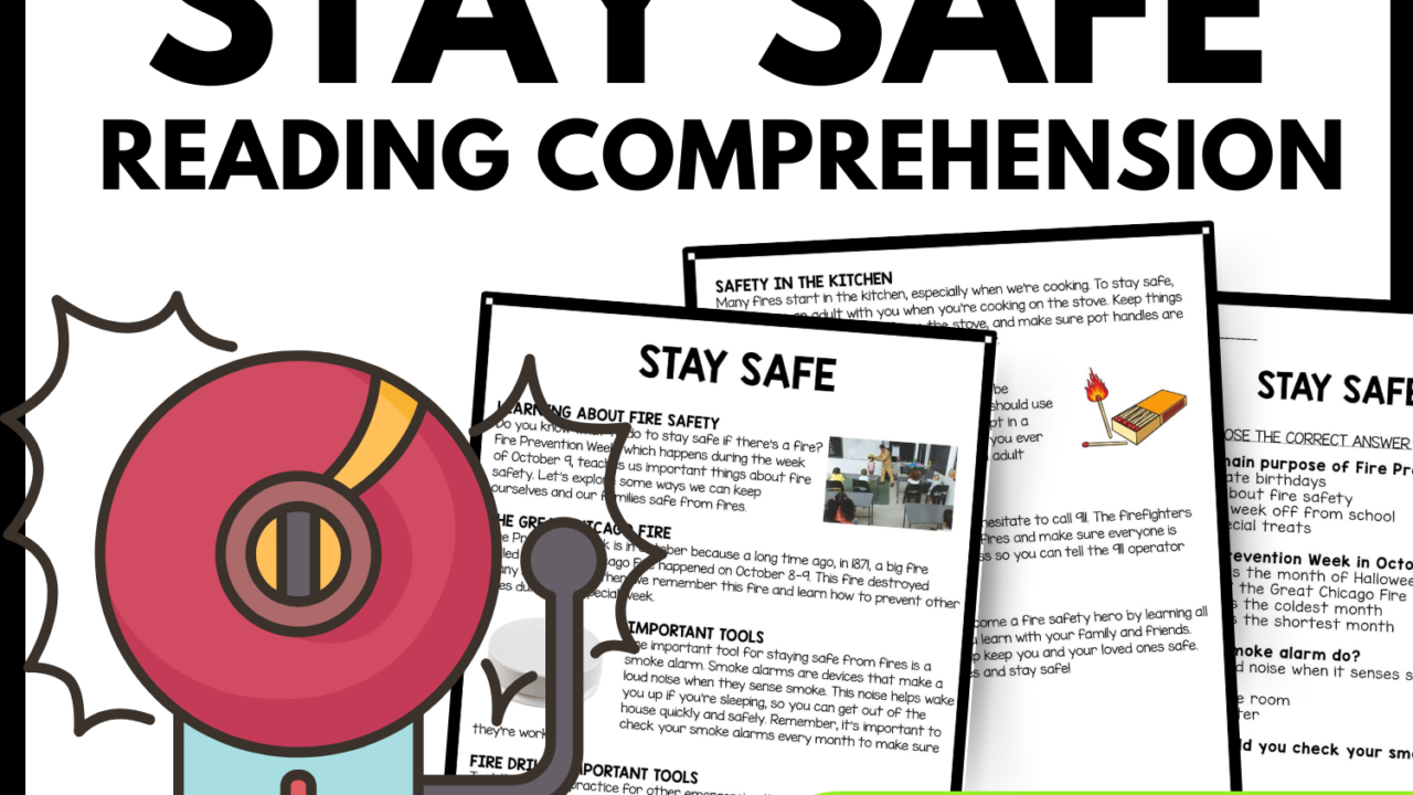 Women's History Month Stay Safe Reading Comprehension Worksheet-Printable and Editable