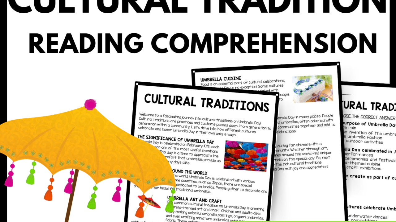 Cultural Traditions Reading Comprehension Worksheet-Printable and Editable