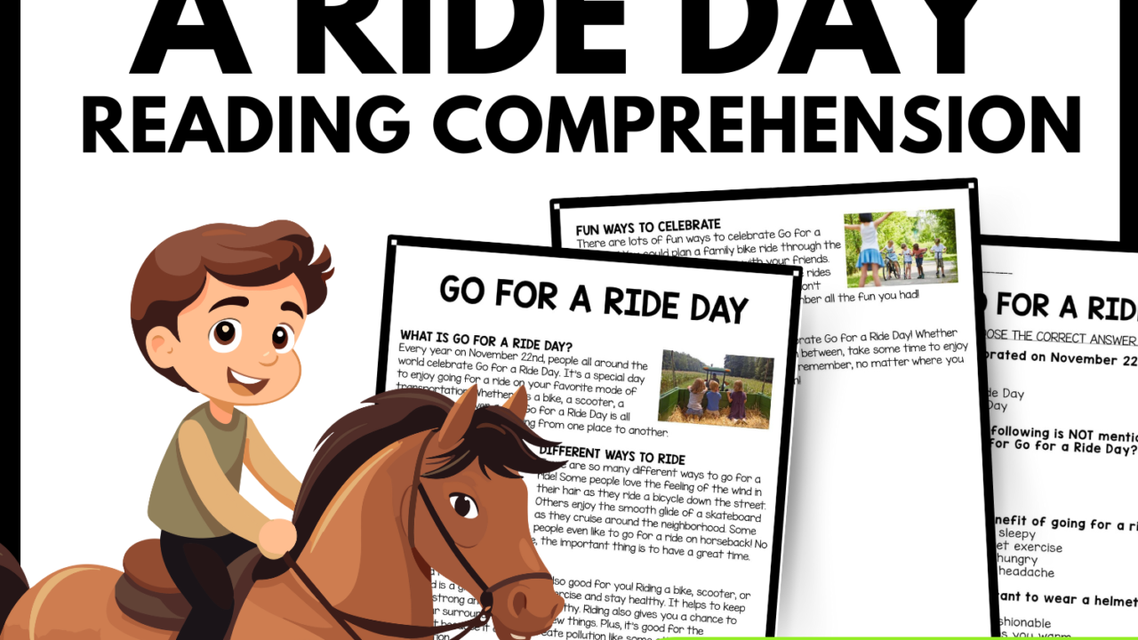 Women's History Month Go for a Ride Day Reading Comprehension Worksheet-Printable and Editable