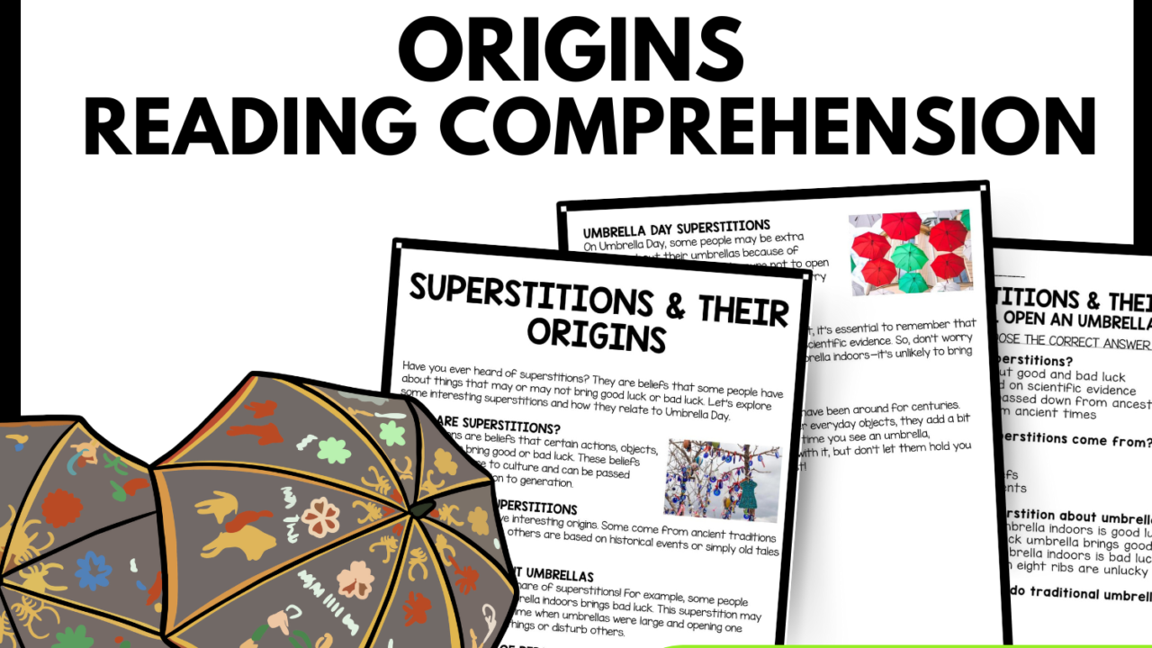 Superstitions & Their Origins Reading Comprehension Worksheet-Printable and Editable