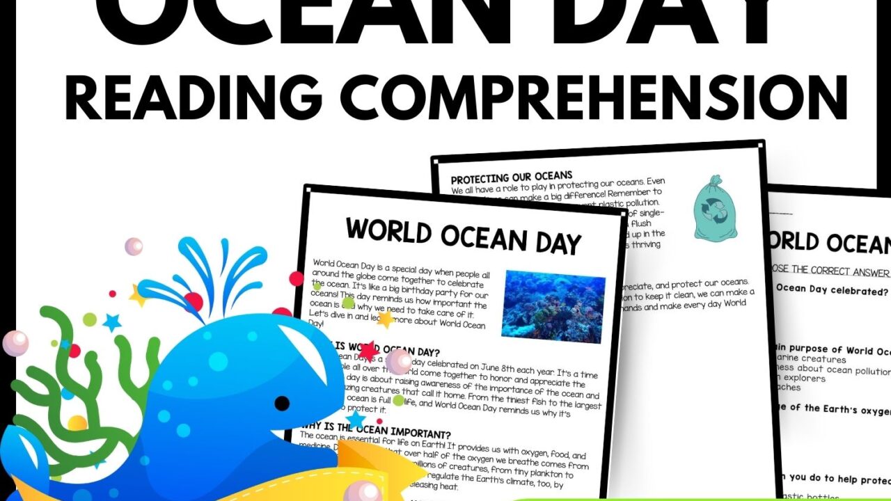 World Ocean Day Reading Comprehension Worksheet-Printable and Editable