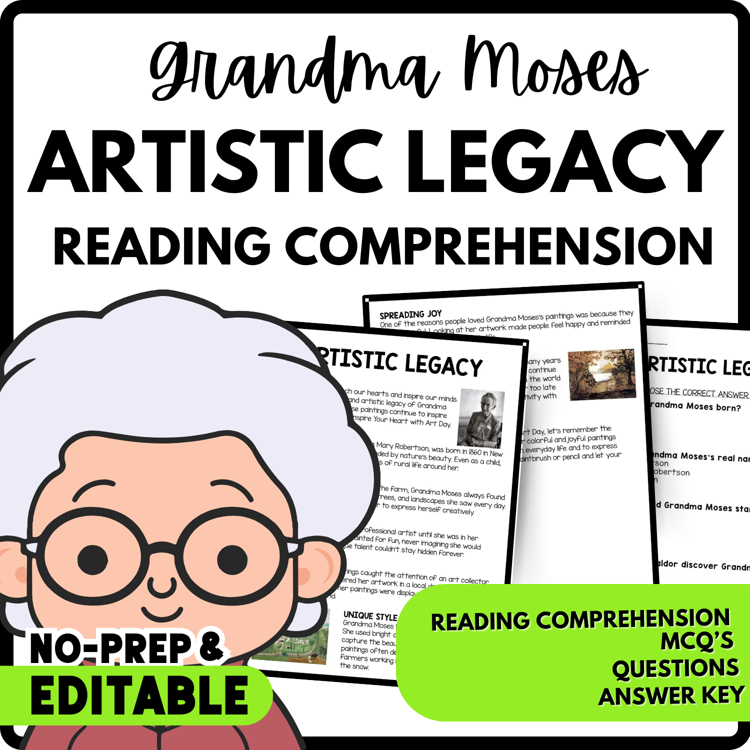 Women's History Month Artistic Legacy Reading Comprehension Worksheet-Printable and Editable