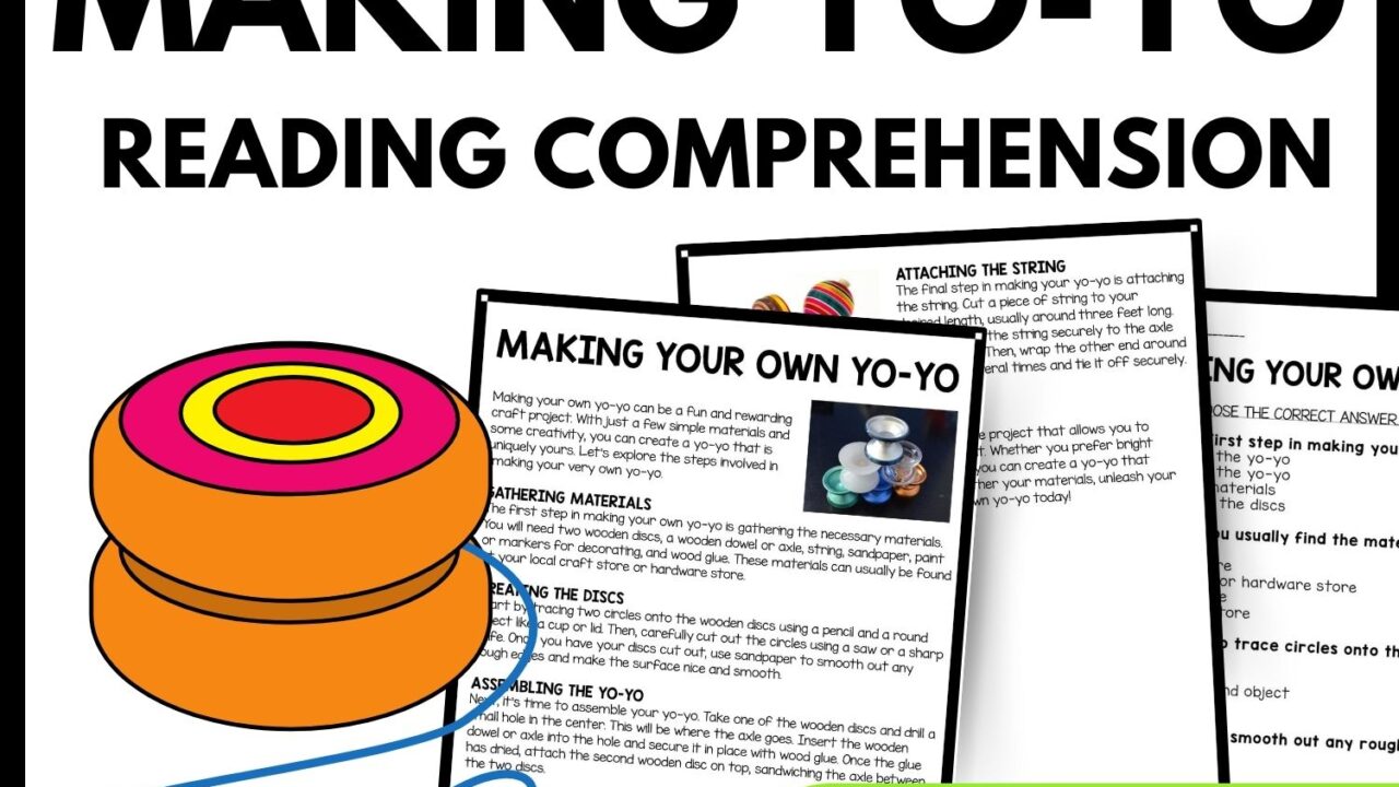 Making Your Own Yo-Yo Reading Comprehension Worksheet-Printable and Editable