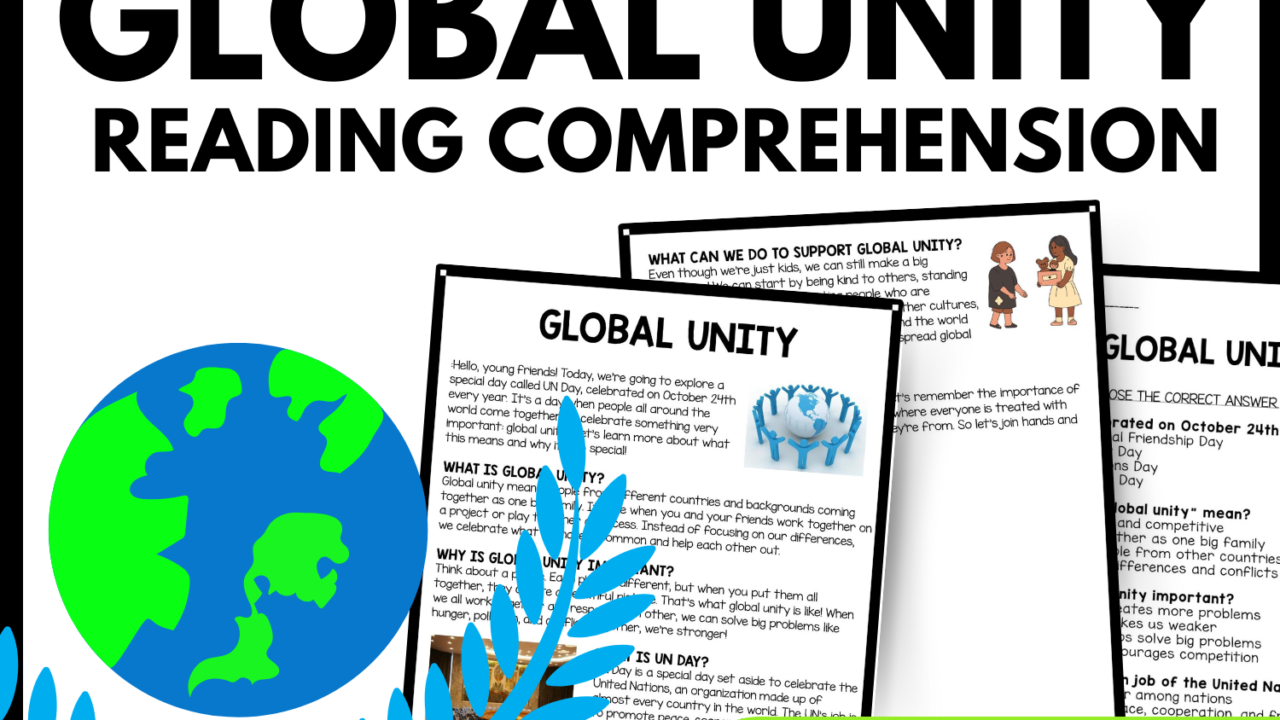 Global Unity Reading Comprehension Worksheet-Printable and Editable