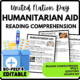 Humanitarian Aid Reading Comprehension Worksheet-Printable and Editable