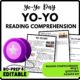 Yo-Yo Day Reading Comprehension Worksheet-Printable and Editable