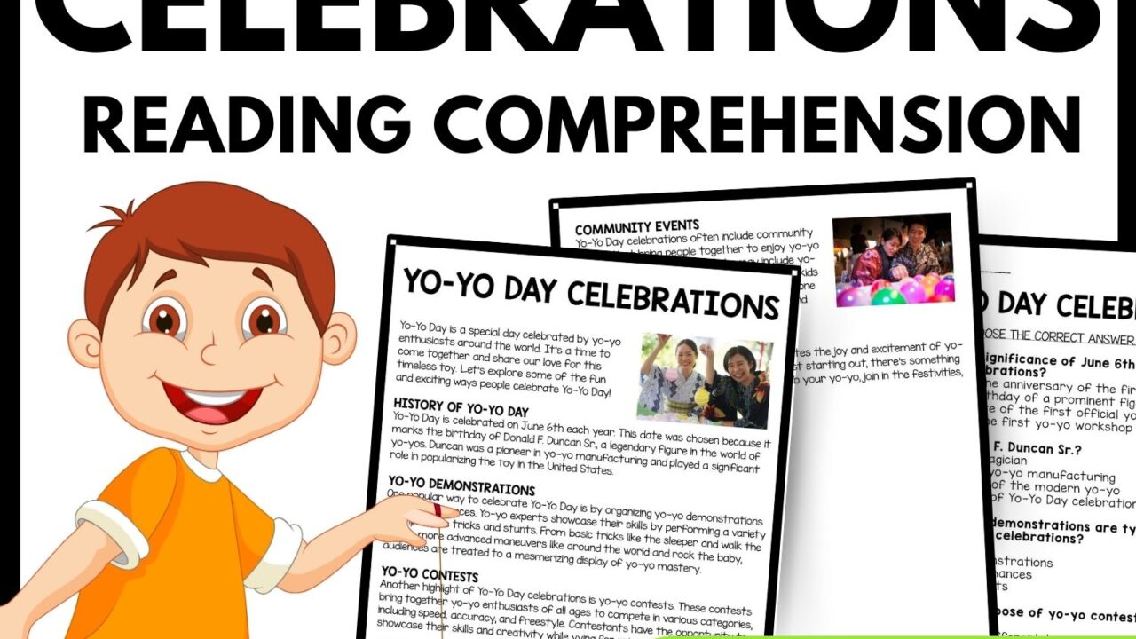 Yo-Yo Day Celebrations Reading Comprehension Worksheet-Printable and Editable