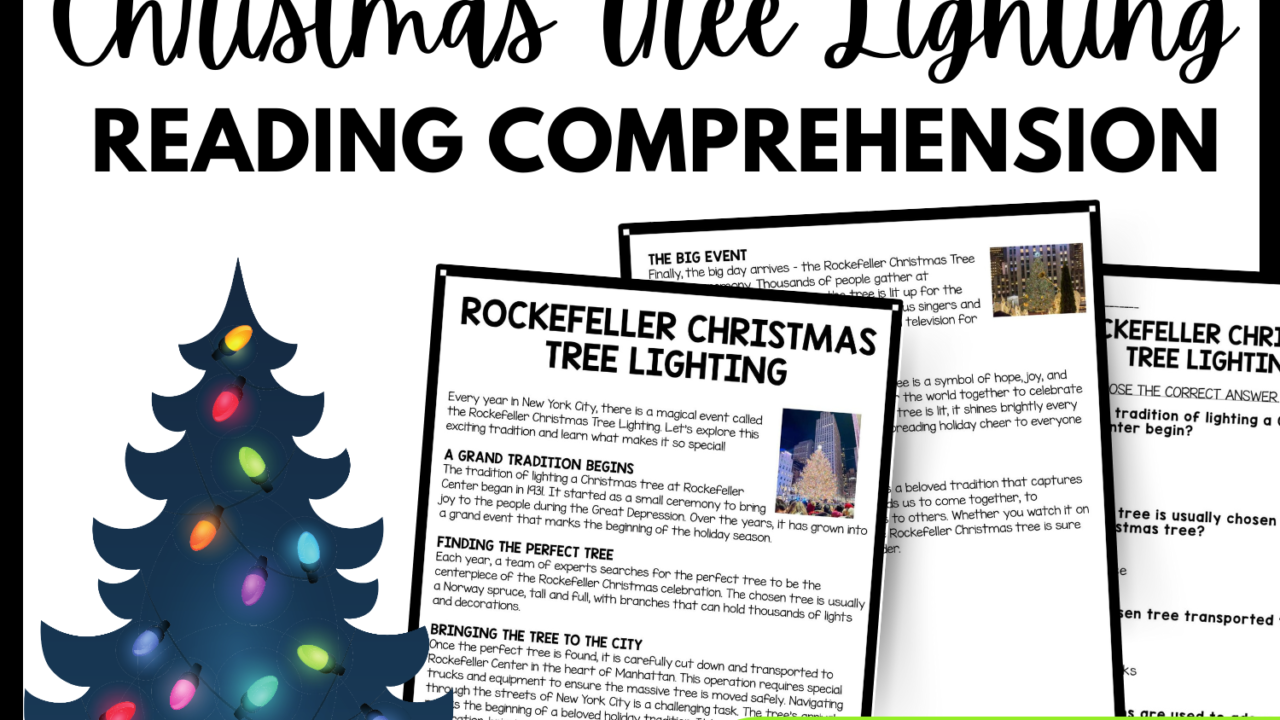 Rockefeller Christmas Tree Lighting Reading Comprehension Worksheet-Printable and Editable