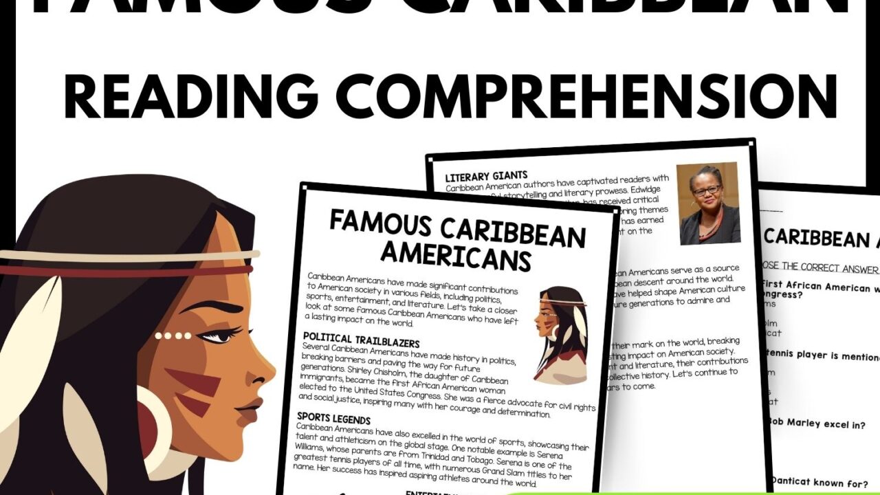 Famous Caribbean Americans Reading Comprehension Worksheet-Printable and Editable