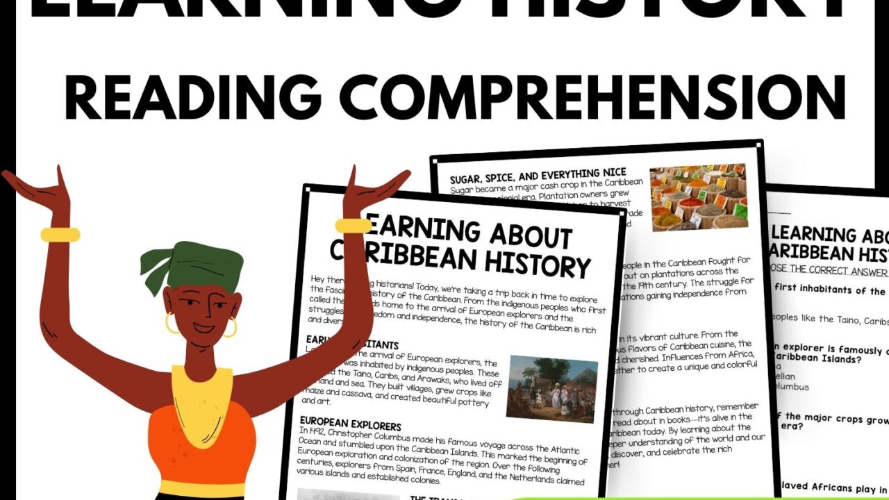 Learning About Caribbean History Reading Comprehension Worksheet-Printable and Editable