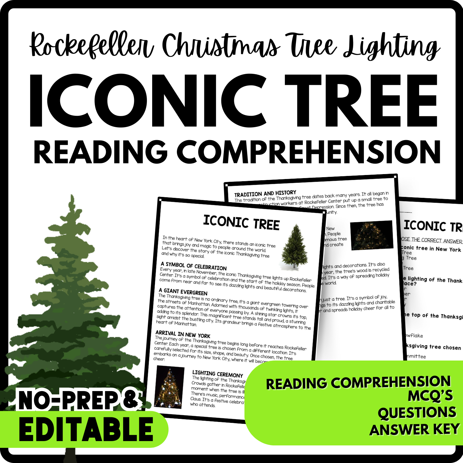 Iconic Tree Reading Comprehension Worksheet-Printable and Editable