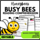 Women's History Month Busy Bees Reading Comprehension Worksheet-Printable and Editable