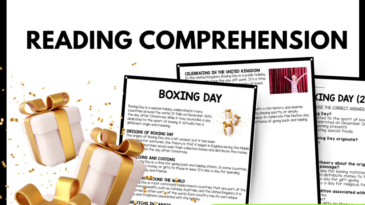 Boxing Day Reading Comprehension Worksheet-Printable and Editable