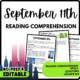 September 11th Reading Comprehension Worksheet-Printable and Editable