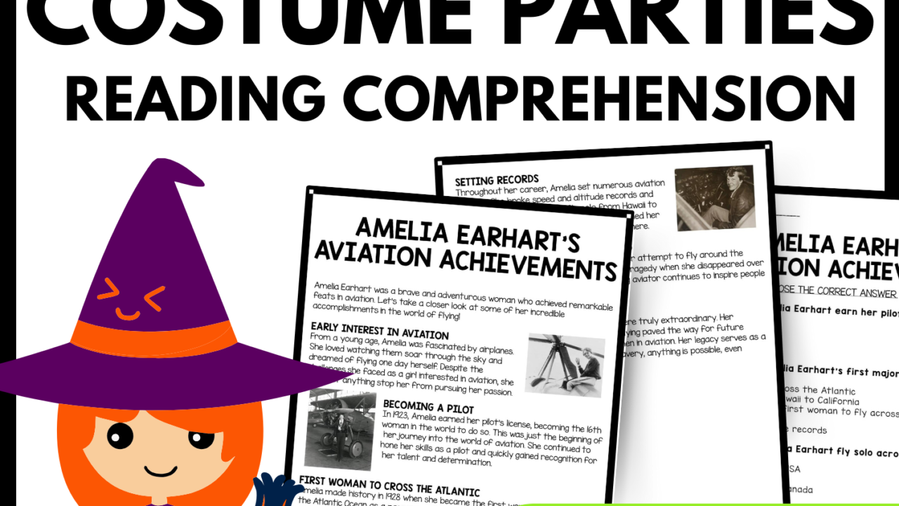 Women's History Month Costume Parties Reading Comprehension Worksheet-Printable and Editable