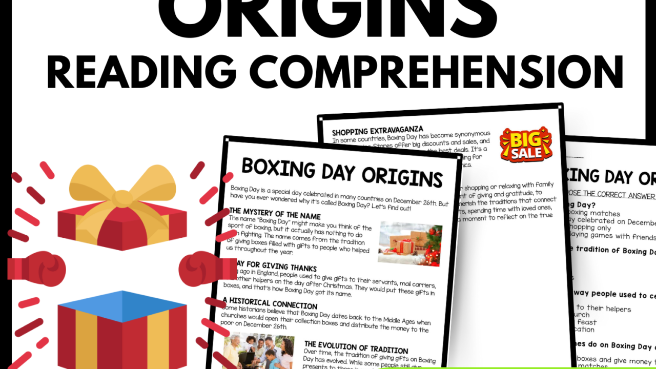 Boxing Day Origins Reading Comprehension Worksheet-Printable and Editable