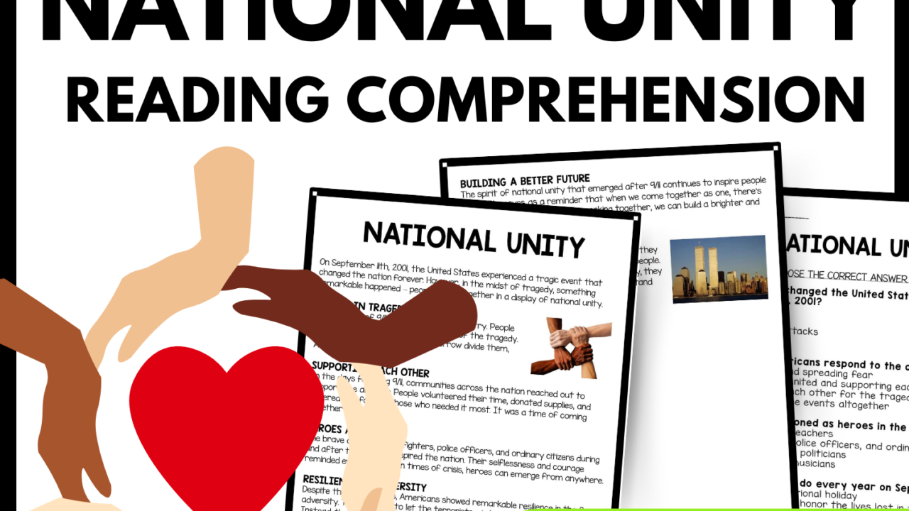 National Unity Reading Comprehension Worksheet-Printable and Editable