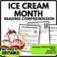 Ice Cream Month Reading Comprehension Worksheet-Printable and Editable