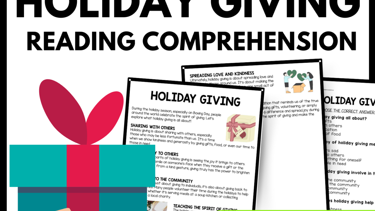 Holiday Giving Reading Comprehension Worksheet-Printable and Editable