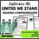 United We Stand Reading Comprehension Worksheet-Printable and Editable