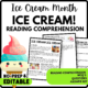 Ice Cream! Ice Cream Reading Comprehension Worksheet-Printable and Editable