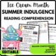 Sweet Summer Indulgence Reading Comprehension Worksheet-Printable and Editable