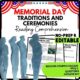 Memorial Day Traditions and Ceremonies Reading Comprehension Worksheet-Printable and Editable