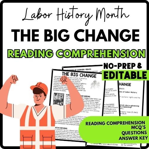 The Big Change Reading Comprehension Worksheet-Printable and Editable