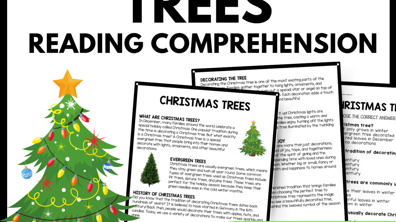 Christmas Trees Reading Comprehension Worksheet-Printable and Editable