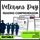 Veterans Day Reading Comprehension Worksheet-Printable and Editable