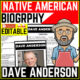 Native American Heritage Month Dave Anderson Reading Comprehension Worksheet-Printable and Editable