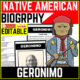 Native American Heritage Month Geronimo Reading Comprehension Worksheet-Printable and Editable