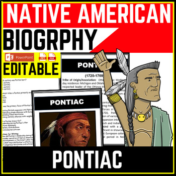 Native American Heritage Month Pontiac Reading Comprehension Worksheet-Printable and Editable