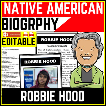 Native American Heritage Month Robbie Hood Reading Comprehension Worksheet-Printable and Editable