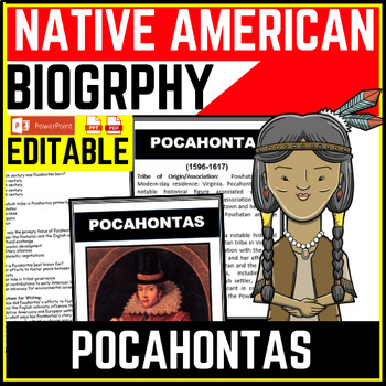 Native American Heritage Month Pocahontas Reading Comprehension Worksheet-Printable and Editable