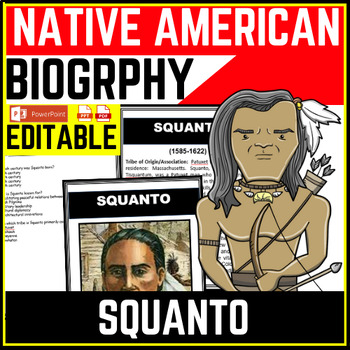 Native American Heritage Month Squanto Reading Comprehension Worksheet-Printable and Editable