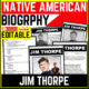 Native American Heritage Month Jim Thorpe Reading Comprehension Worksheet-Printable and Editable