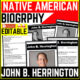 Native American Heritage Month John B. Herrington Reading Comprehension Worksheet-Printable and Editable