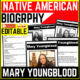 Native American Heritage Month Mary Youngblood Reading Comprehension Worksheet-Printable and Editable