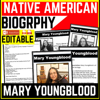 Native American Heritage Month Mary Youngblood Reading Comprehension Worksheet-Printable and Editable