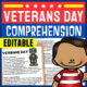 Veterans Day Activities Reading Comprehension Worksheet-Printable and Editable