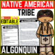 Algonquin Tribe Native American Heritage Month Reading Comprehension Worksheet-Printable and Editable