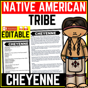 Cheyenne Tribe Native American Heritage Month Reading Comprehension Worksheet-Printable and Editable