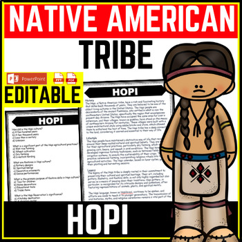 Hopi Tribe Native American Heritage Month Reading Comprehension Worksheet-Printable and Editable