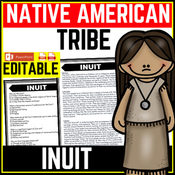 Inuit Tribe Native American Heritage Month Reading Comprehension Worksheet-Printable and Editable