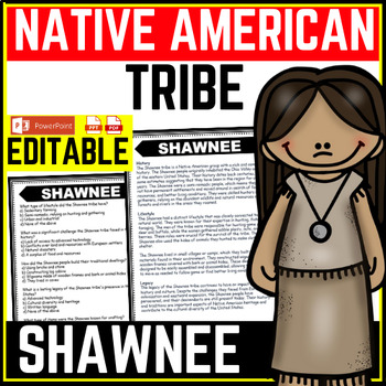 Shawnee Tribe Native American Heritage Month Reading Comprehension Worksheet-Printable and Editable