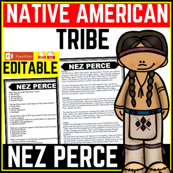 Nez Perce Tribe Native American Heritage Month Reading Comprehension Worksheet-Printable and Editable