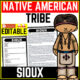 Sioux Tribe Native American Heritage Month Reading Comprehension Worksheet-Printable and Editable